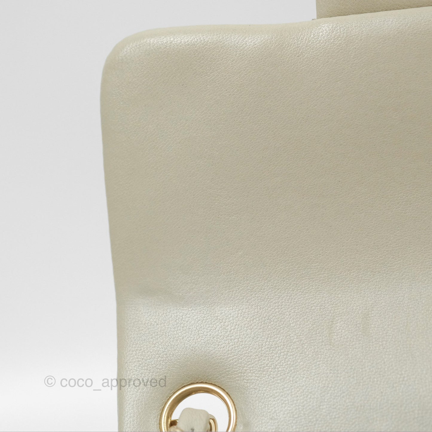 Chanel Mini Square Quilted Grey Lambskin Gold Hardware 22C