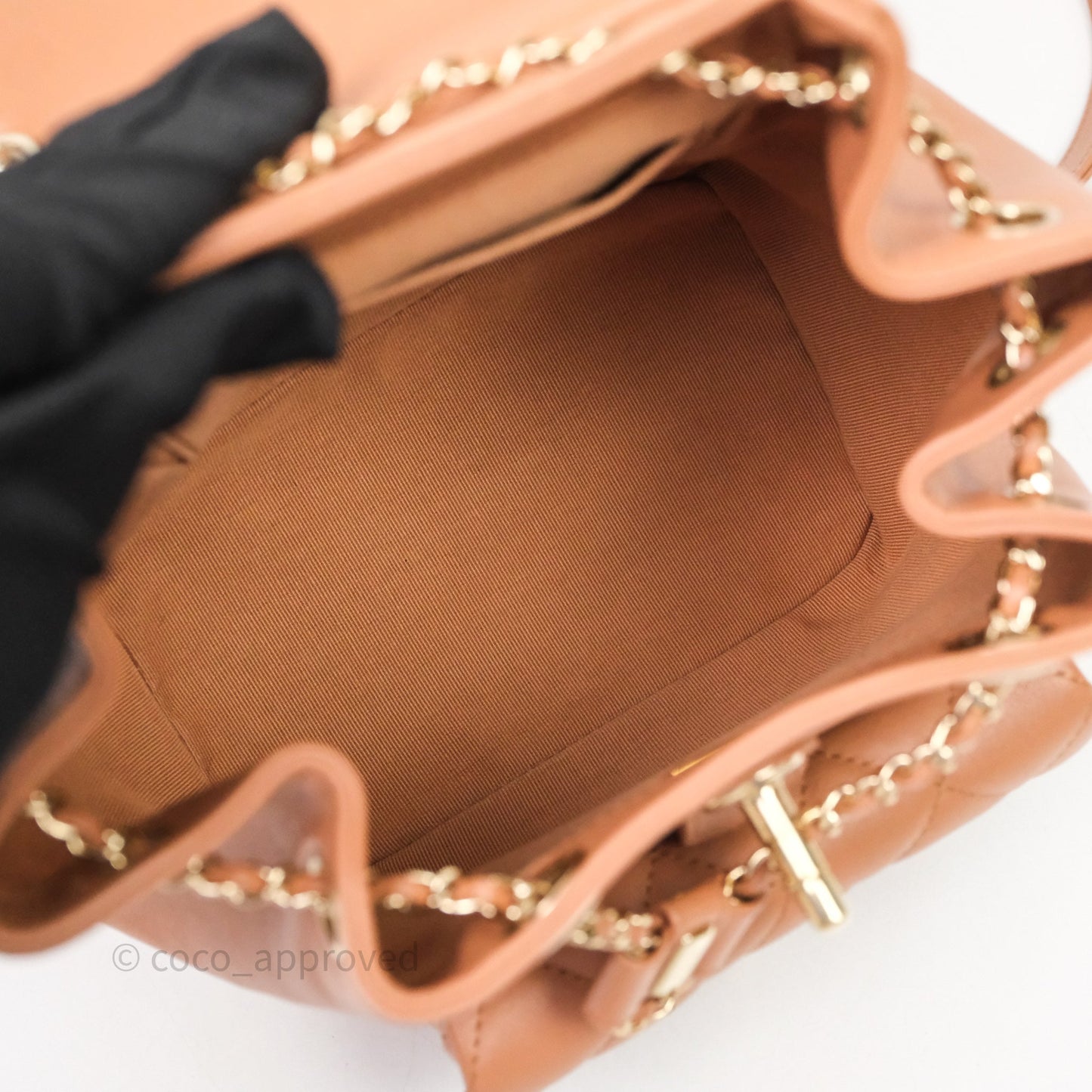 Chanel Small Duma Drawstring Backpack Camel Calfskin