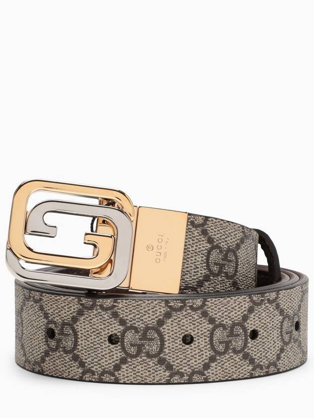 Luxury Gucci Trending 2025 Square Interlocking GG Buckle Leather Belt Beige