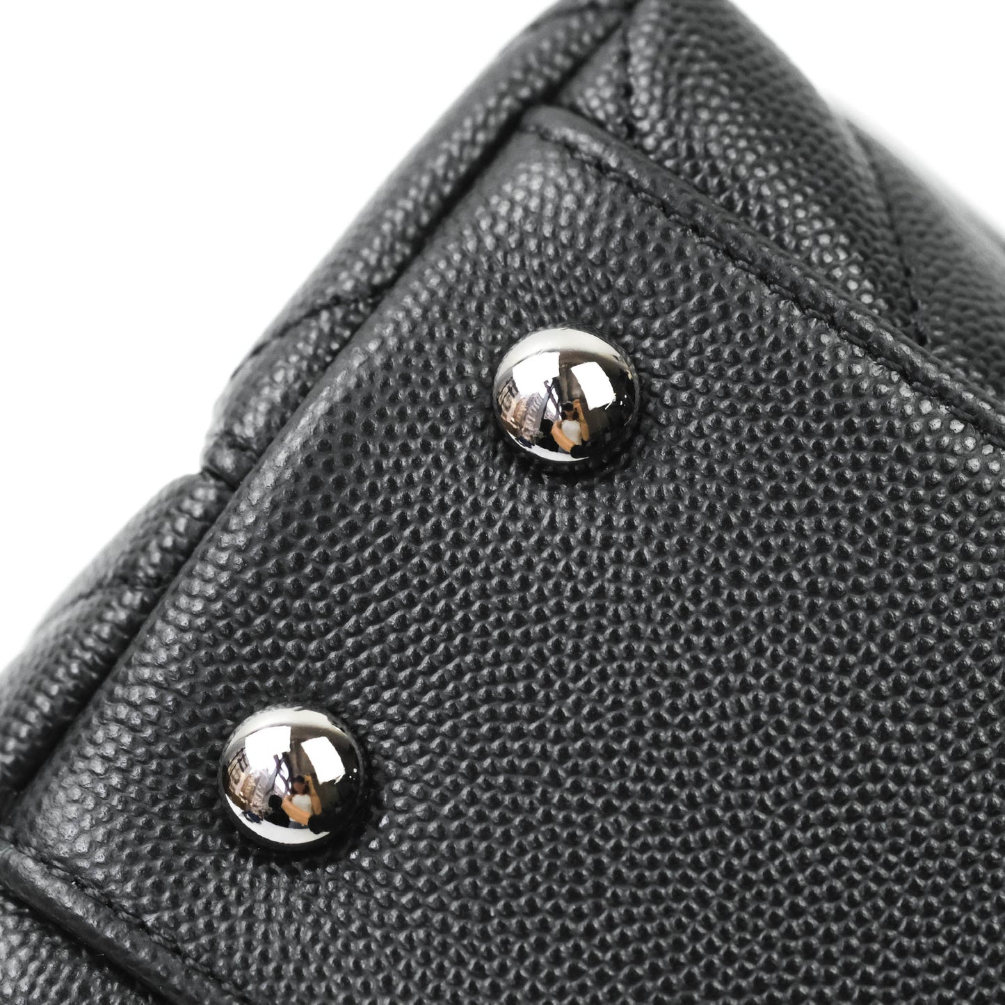 Chanel Mini (Small) Coco Handle Chevron Black Caviar Gun Metal Hardware