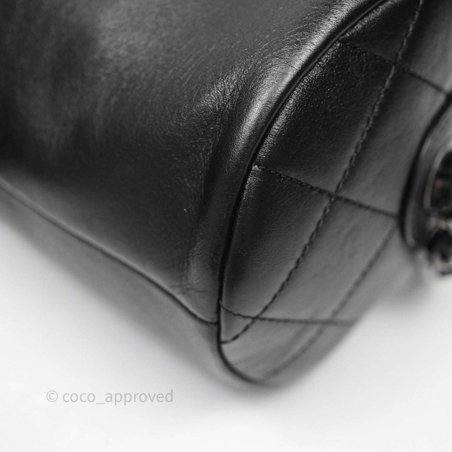 Chanel Logo Bowling Bag Black Calfskin Mixed Hardware