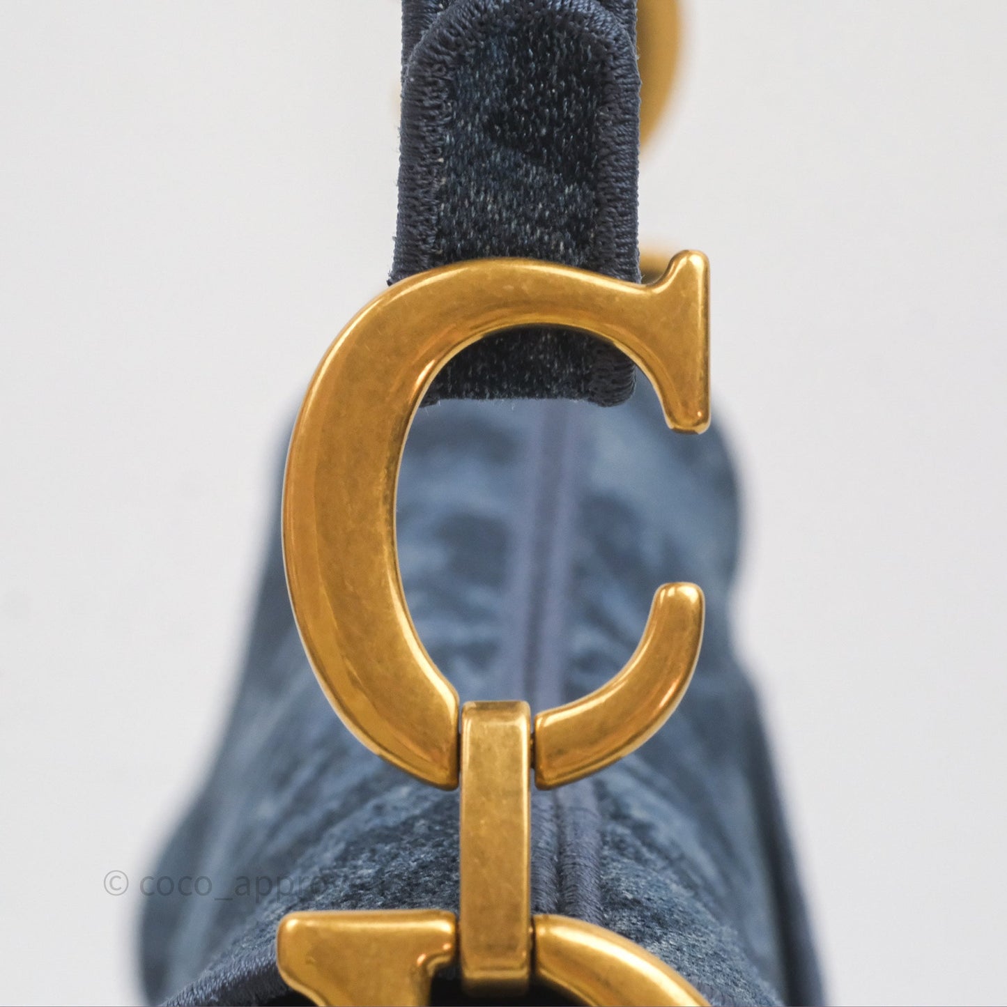 Christian Dior Saddle Bag Navy Denim Gold Hardware