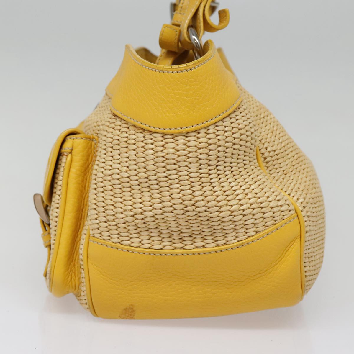 Luxury Prada Tote Bag Straw Beige Yellow Silver  92434