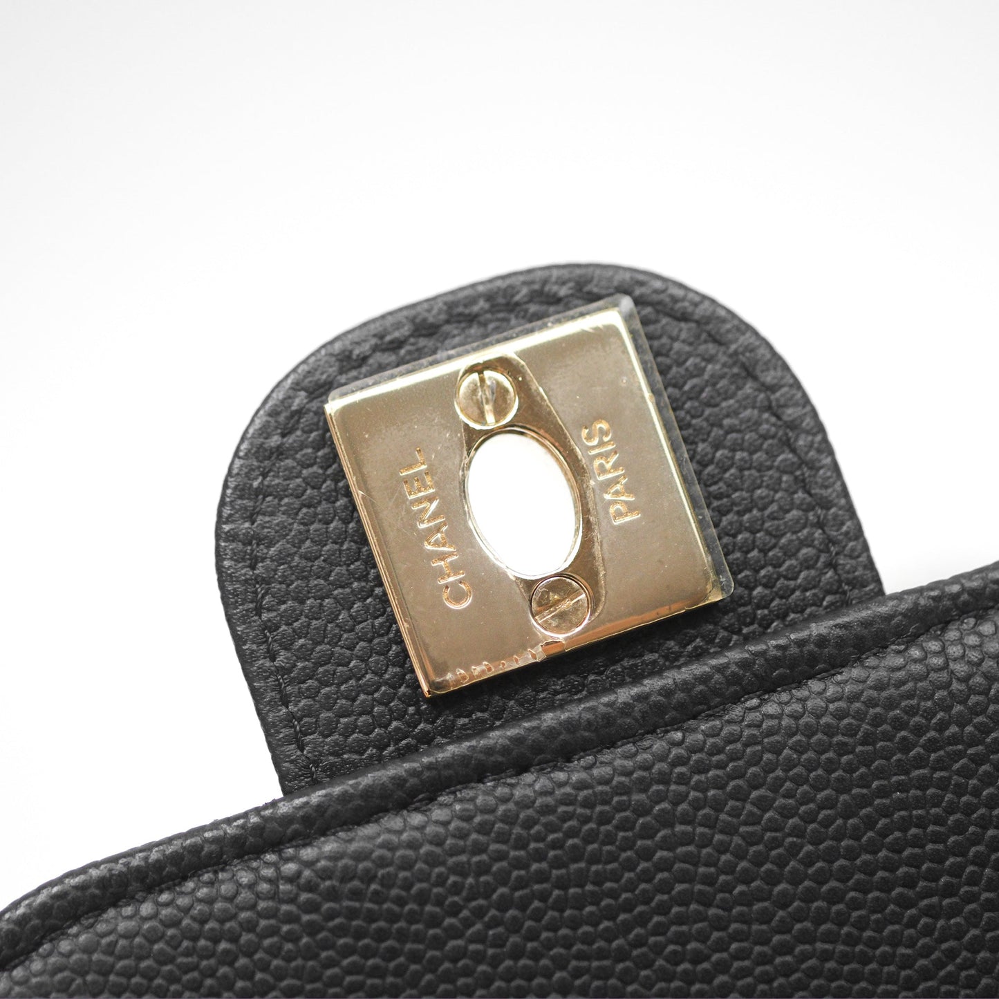 Chanel Classic Quilted Phone Holder Black Caviar Gold Hardware