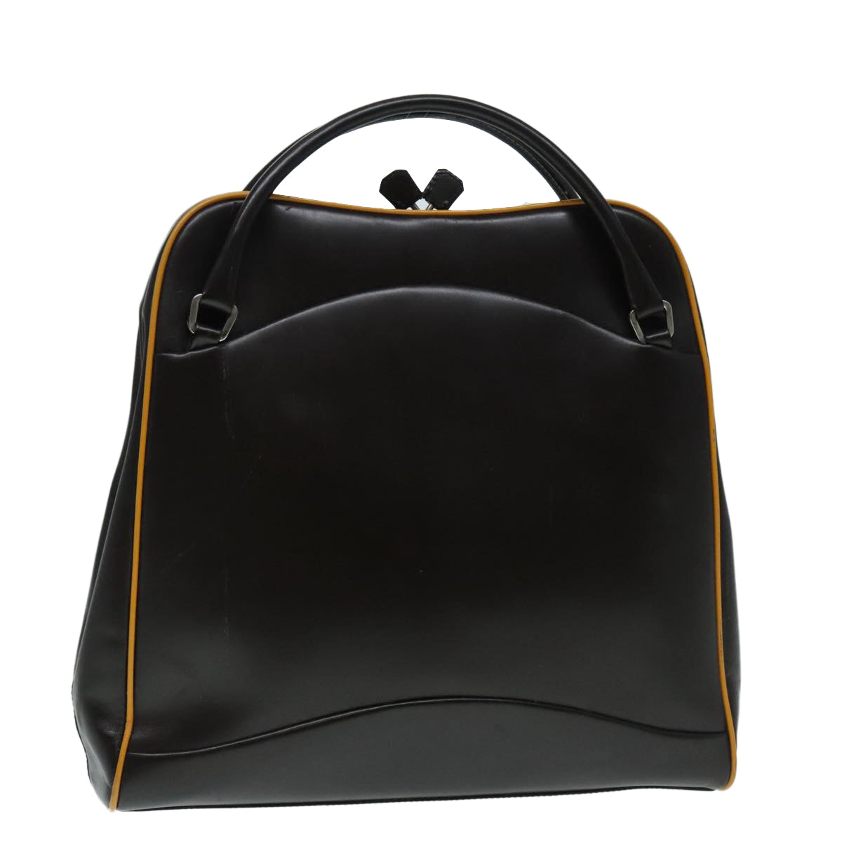 Luxury Prada Hand Bag Leather Brown Silver  92452