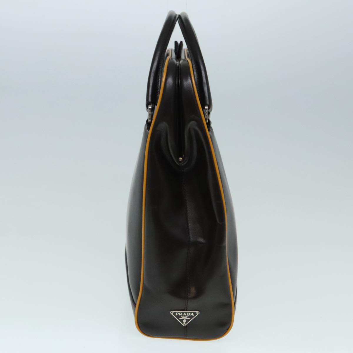 Luxury Prada Hand Bag Leather Brown Silver  92452