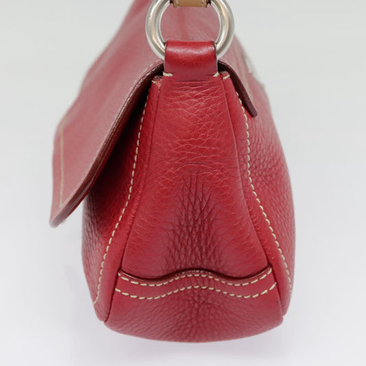 Luxury Prada Shoulder Bag Leather Red Silver  92460