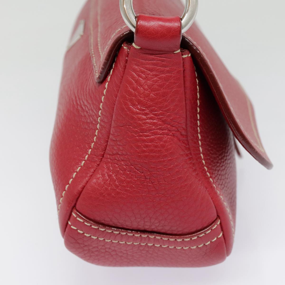 Luxury Prada Shoulder Bag Leather Red Silver  92460