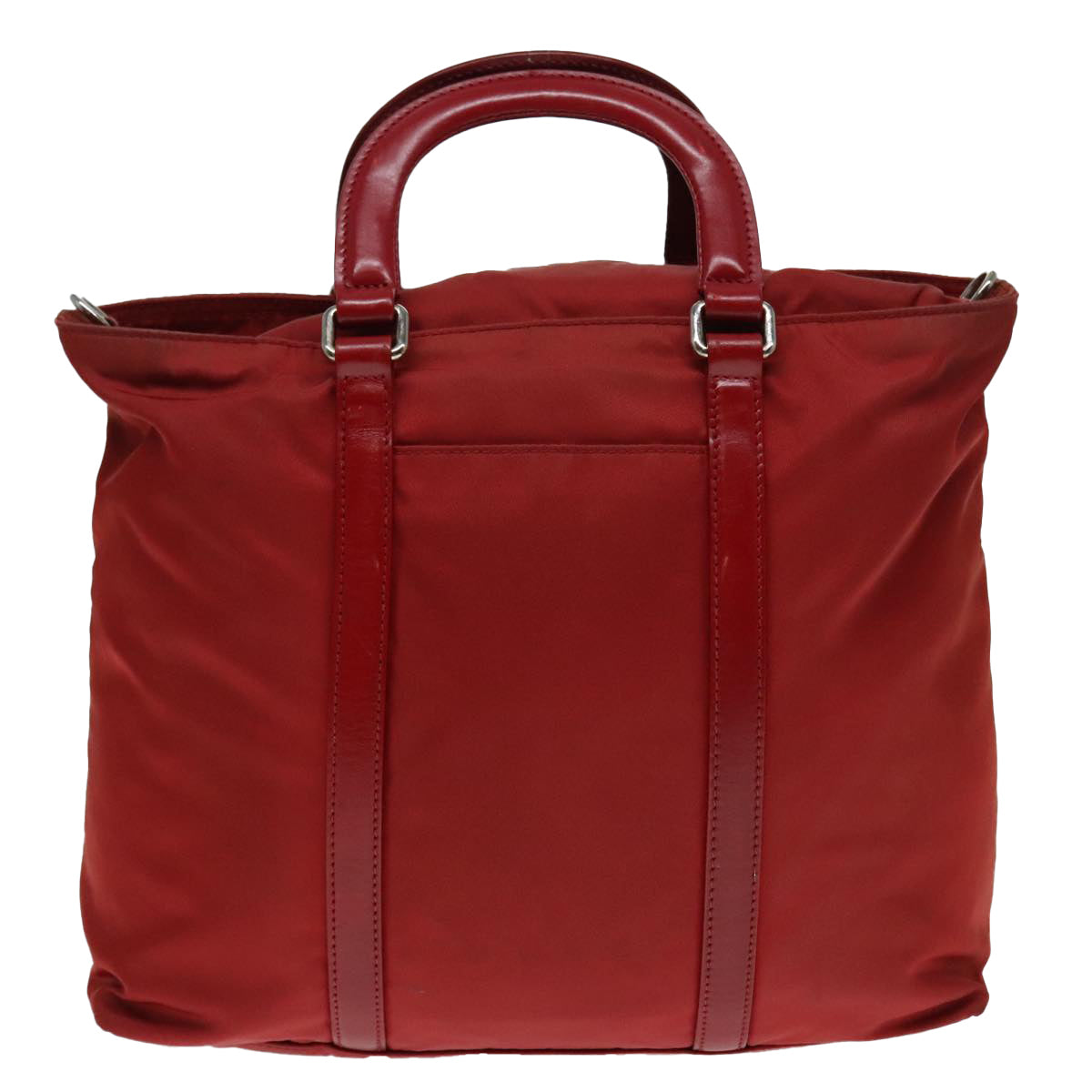 Luxury Prada Hand Bag Nylon 2way Red Silver  92474