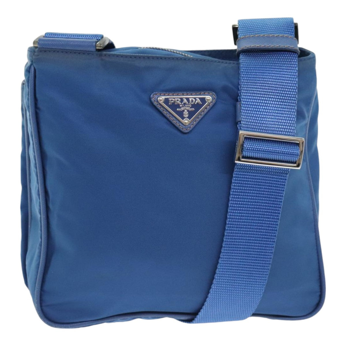 Luxury Prada Shoulder Bag Nylon Blue Silver  92475