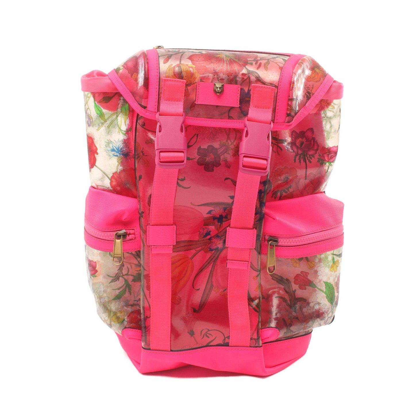 Luxury Gucci Trending 2025 Flora Backpack Rucksack Floral pattern PVC Leather Pink Multicolor
