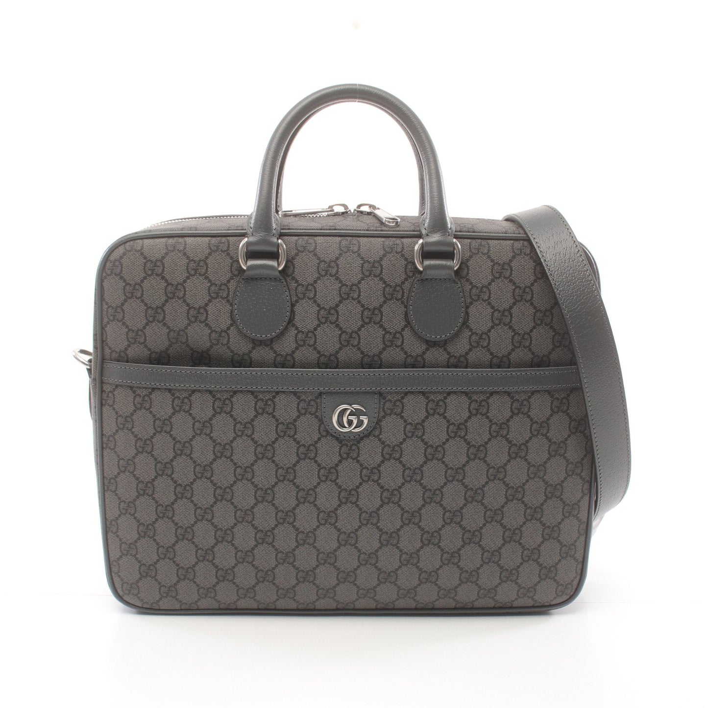 Luxury Gucci Trending 2025 Ophidia GG Supreme Medium Briefcase PVC Leather Gray 2WAY