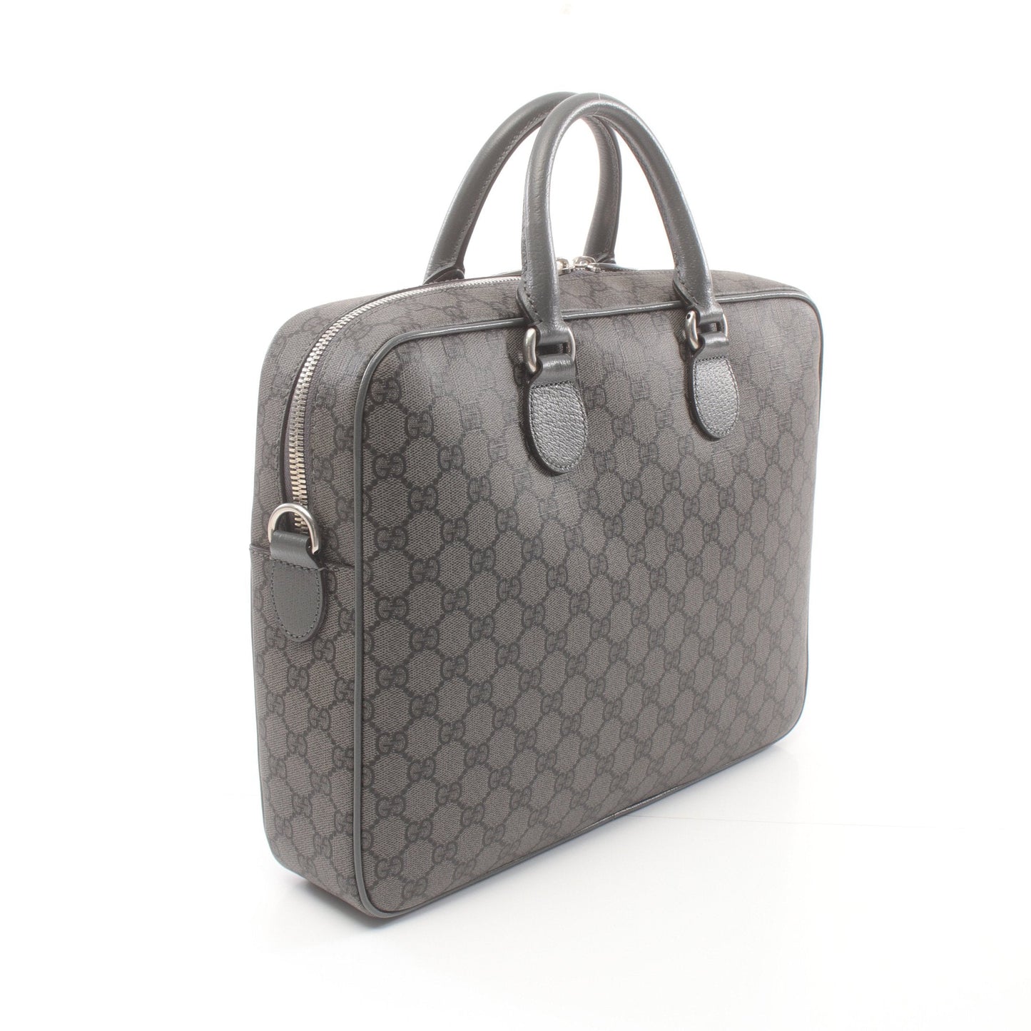 Luxury Gucci Trending 2025 Ophidia GG Supreme Medium Briefcase PVC Leather Gray 2WAY