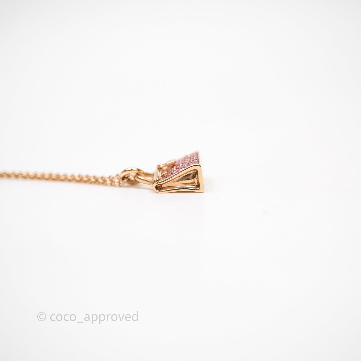 Hermès Kelly Amulettes Pink Diamonds Pendant Necklace Rose Gold