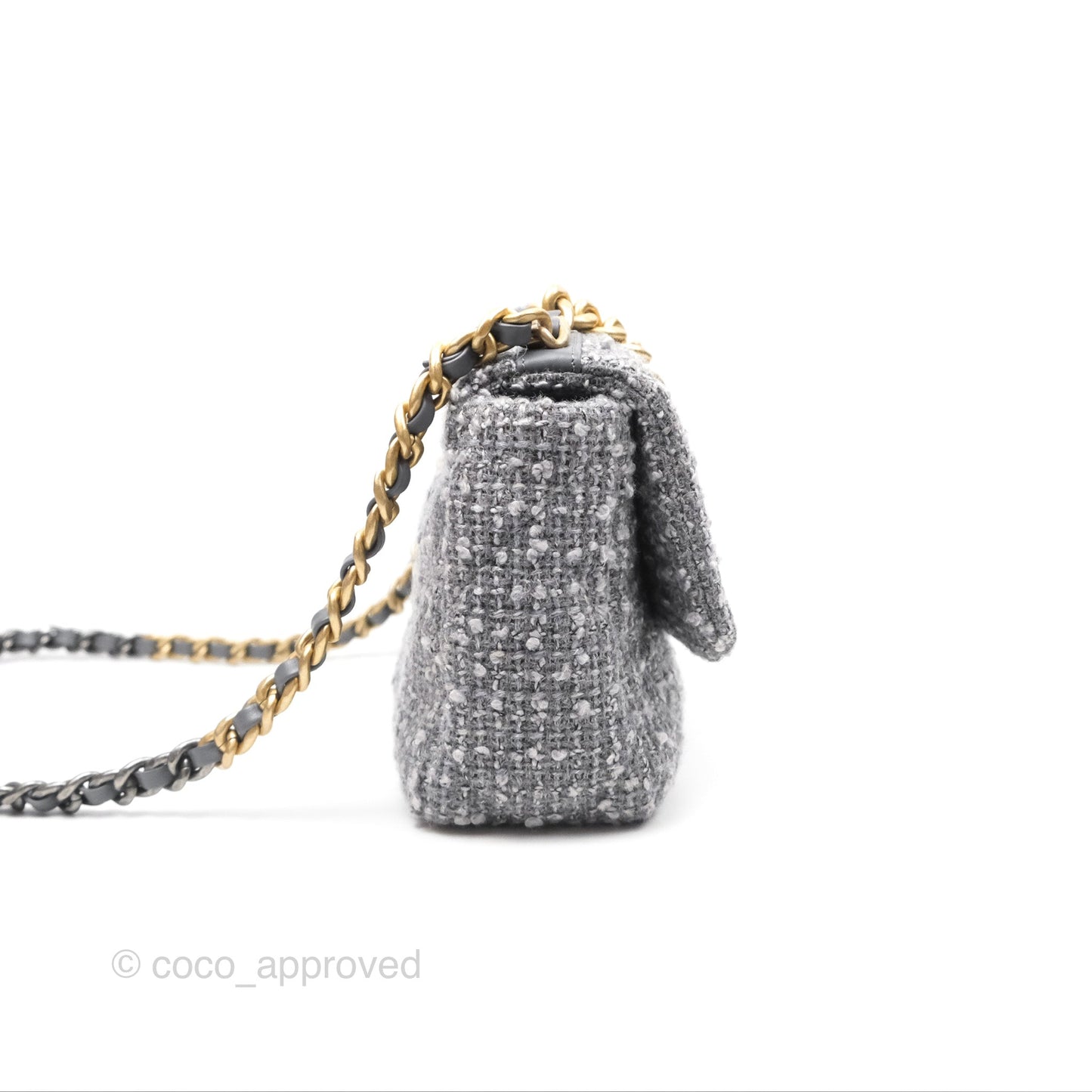 Chanel 19 Small Tweed Grey Mixed Hardware