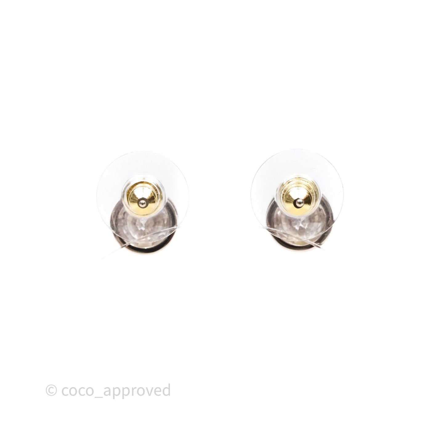 Chanel Crystals CC Round Earrings Gold Tone 25V