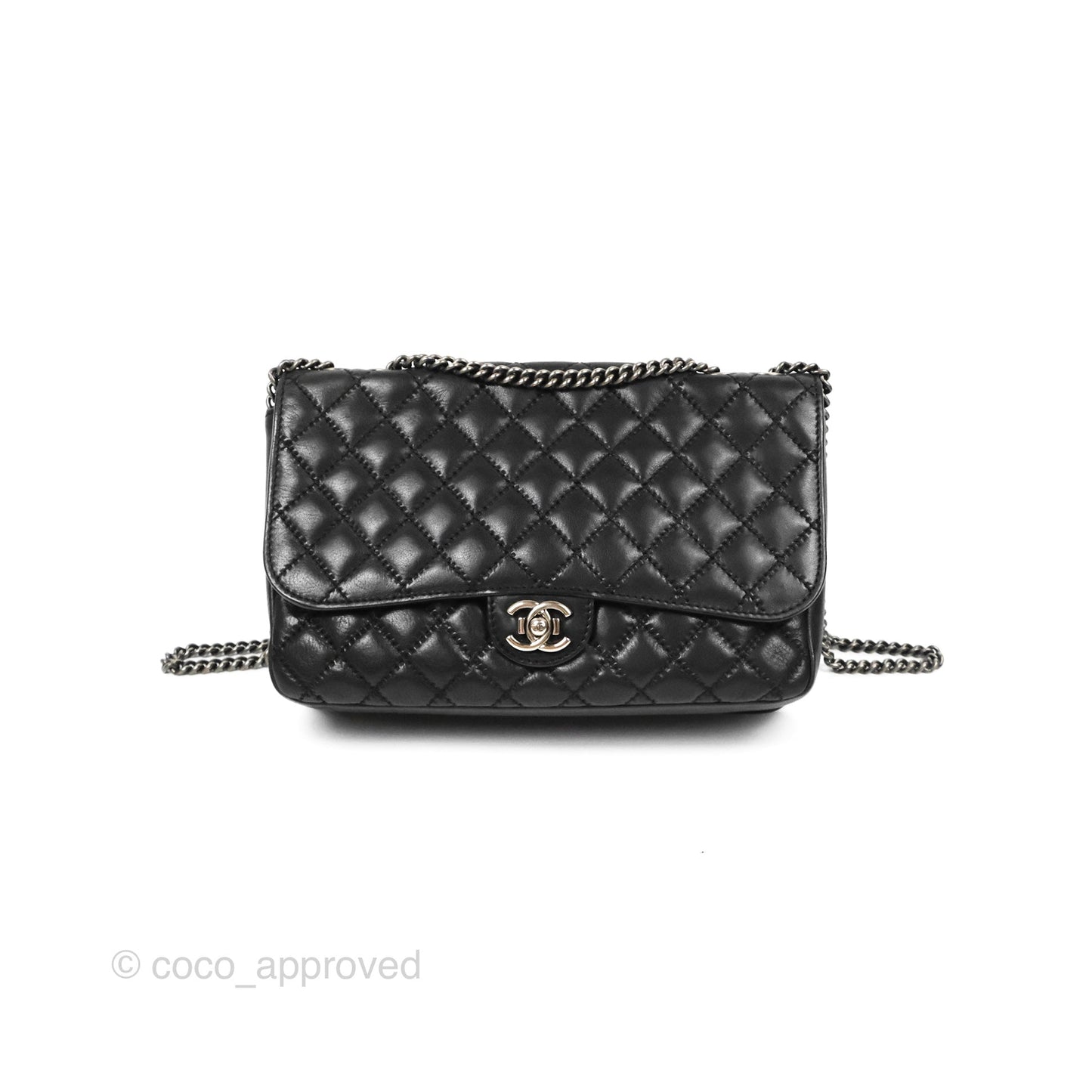 Chanel Flap Bag Quilted Black Soft Calfskin Ruthenium Hardware