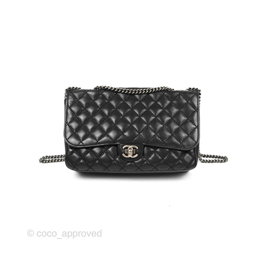 Chanel Flap Bag Quilted Black Soft Calfskin Ruthenium Hardware