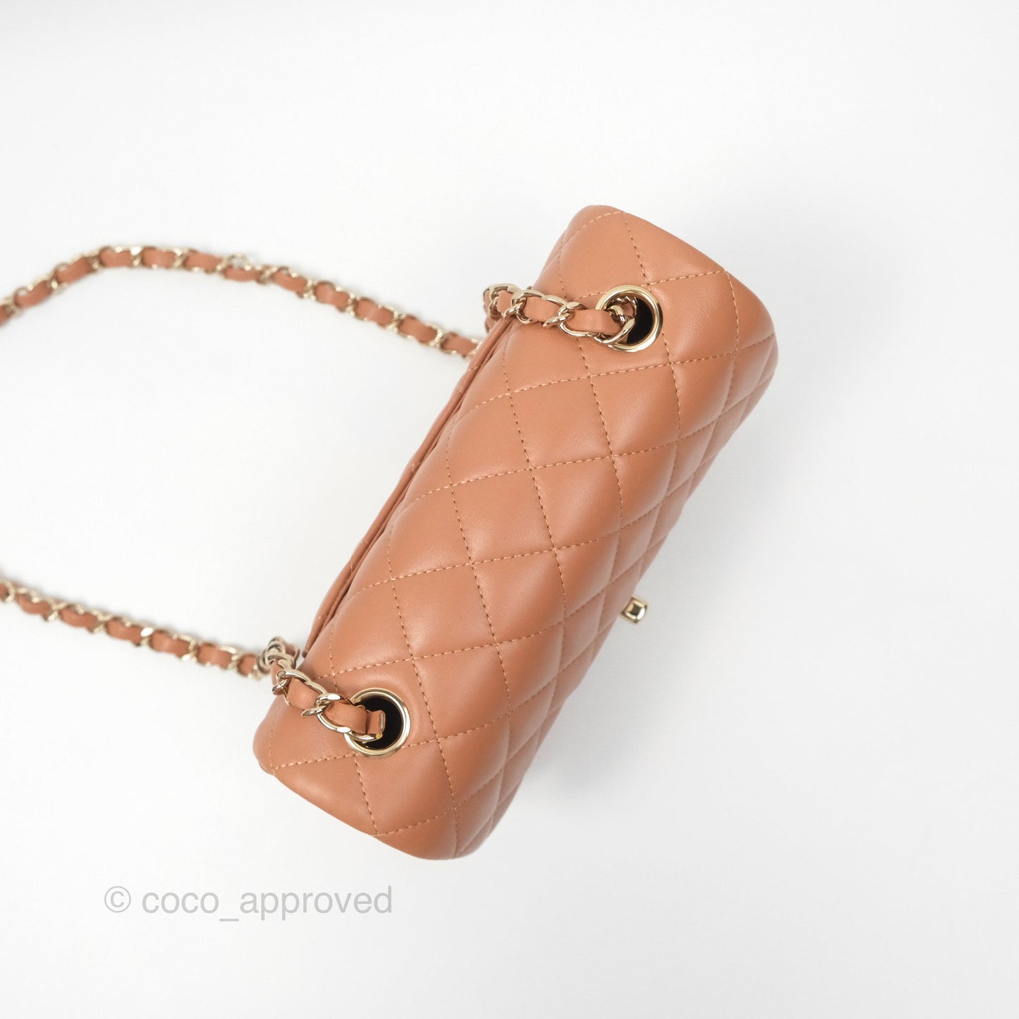 Chanel Quilted Mini Rectangular Flap Caramel Lambskin Gold Hardware