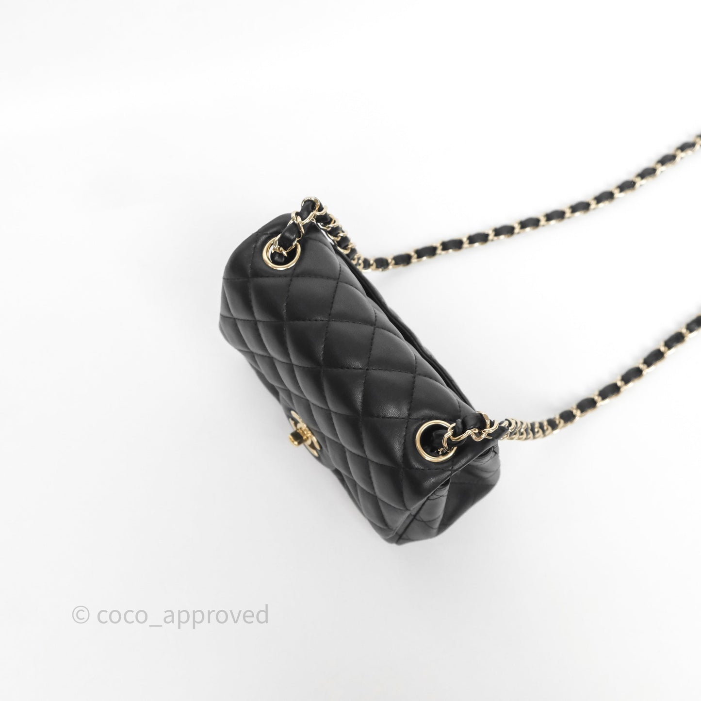 Chanel Mini Square Quilted Black Lambskin Gold Hardware