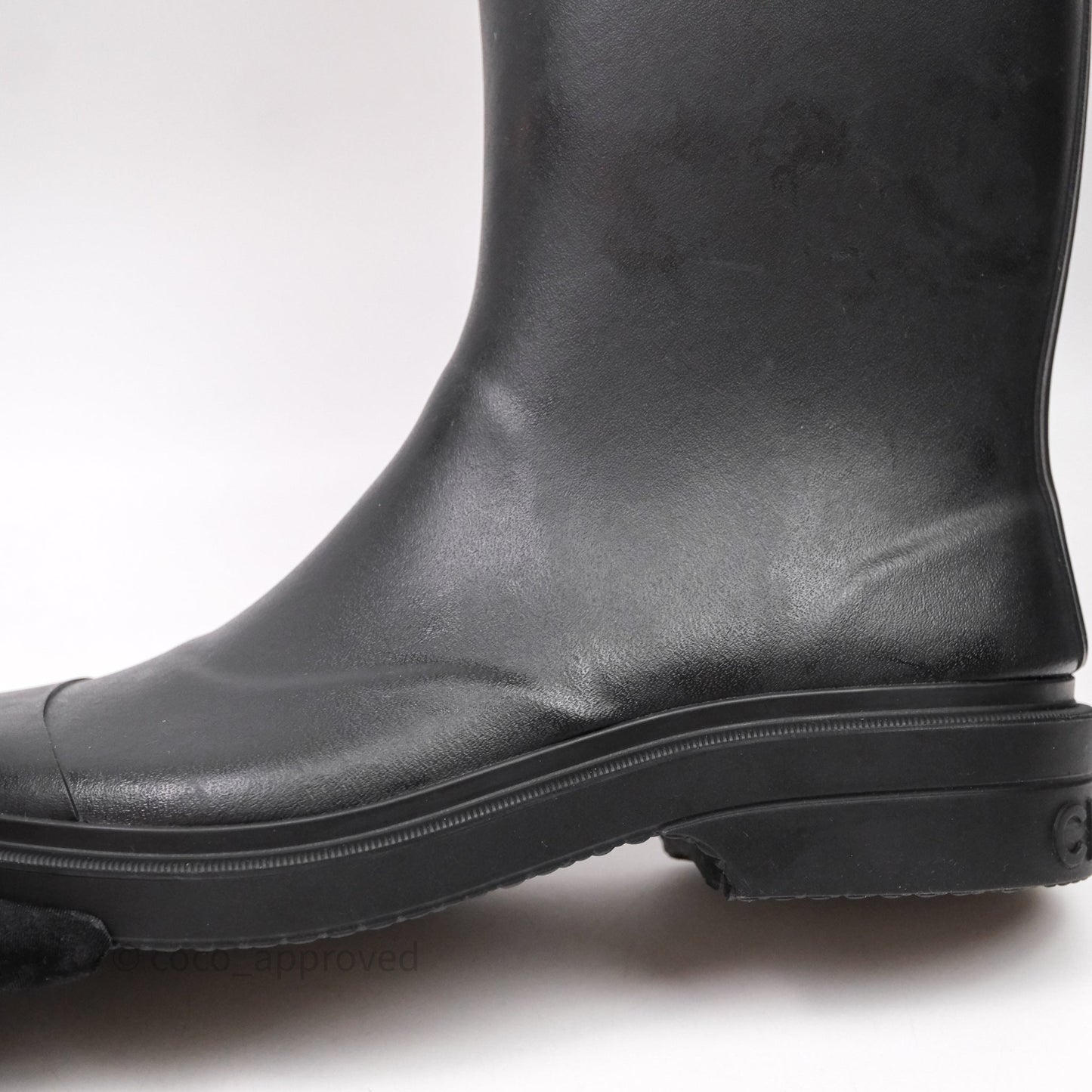 Chanel CC Black Rubber Rain Boots Size 39