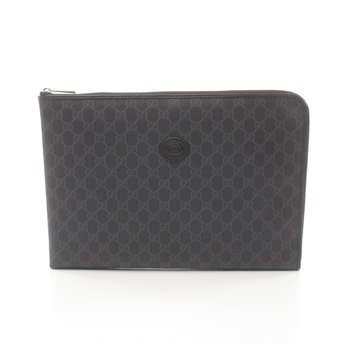 Luxury Gucci Trending 2025 With interlocking G GG Supreme Document case Clutch bag PVC Leather Black