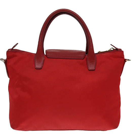 Luxury Prada Hand Bag Nylon 2way Red Gold  92513