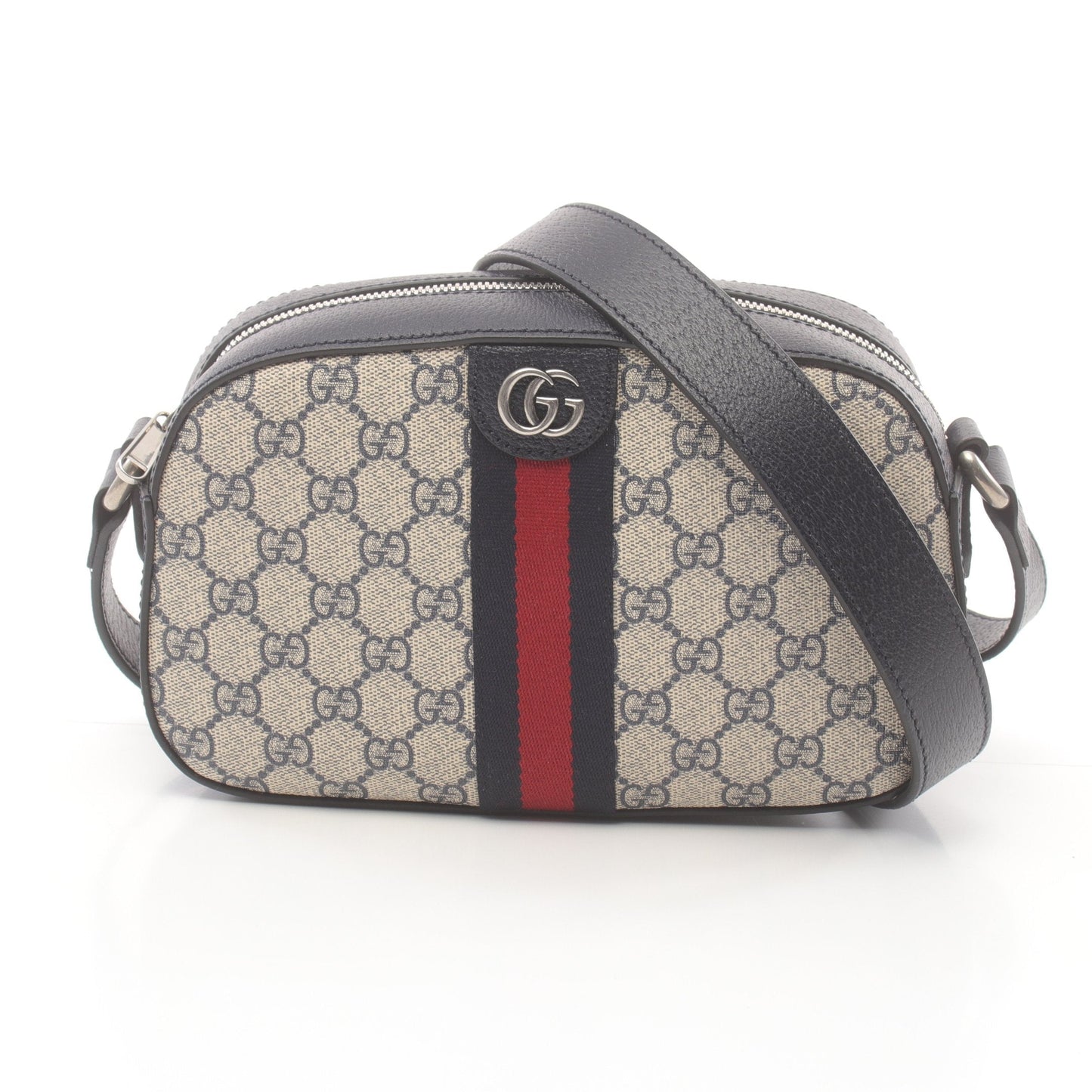 Luxury Gucci Trending 2025 Ophidia GG Supreme Shoulder bag PVC Leather Off white Navy Multicolor