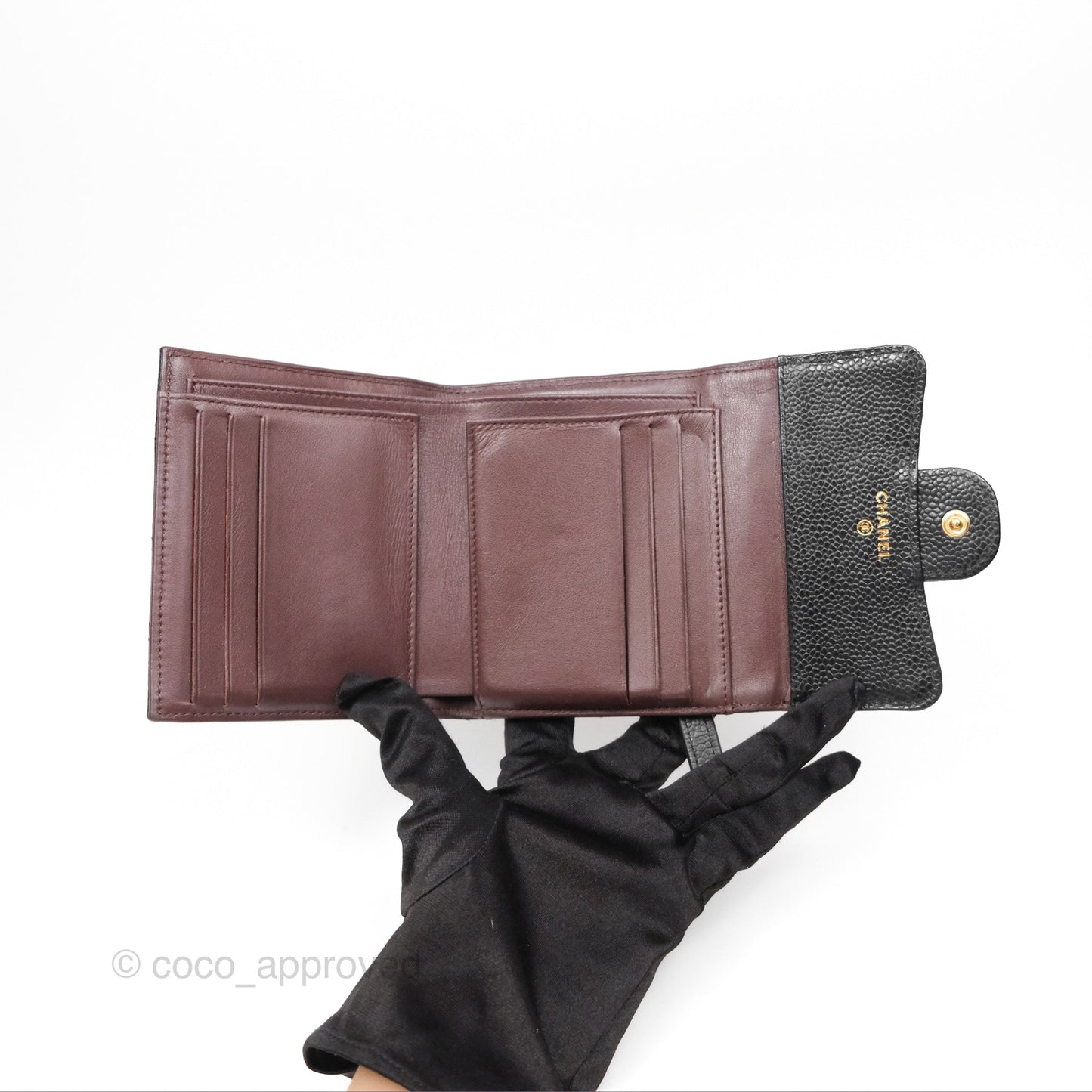 Chanel Classic Short Flap Wallet Black Caviar Gold Hardware