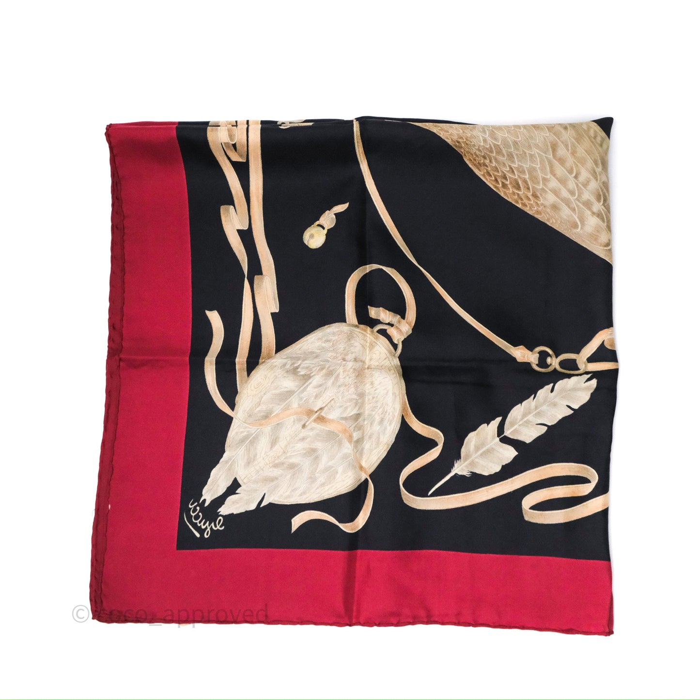 Gucci Bird Printed Scarf Seta Dark Red