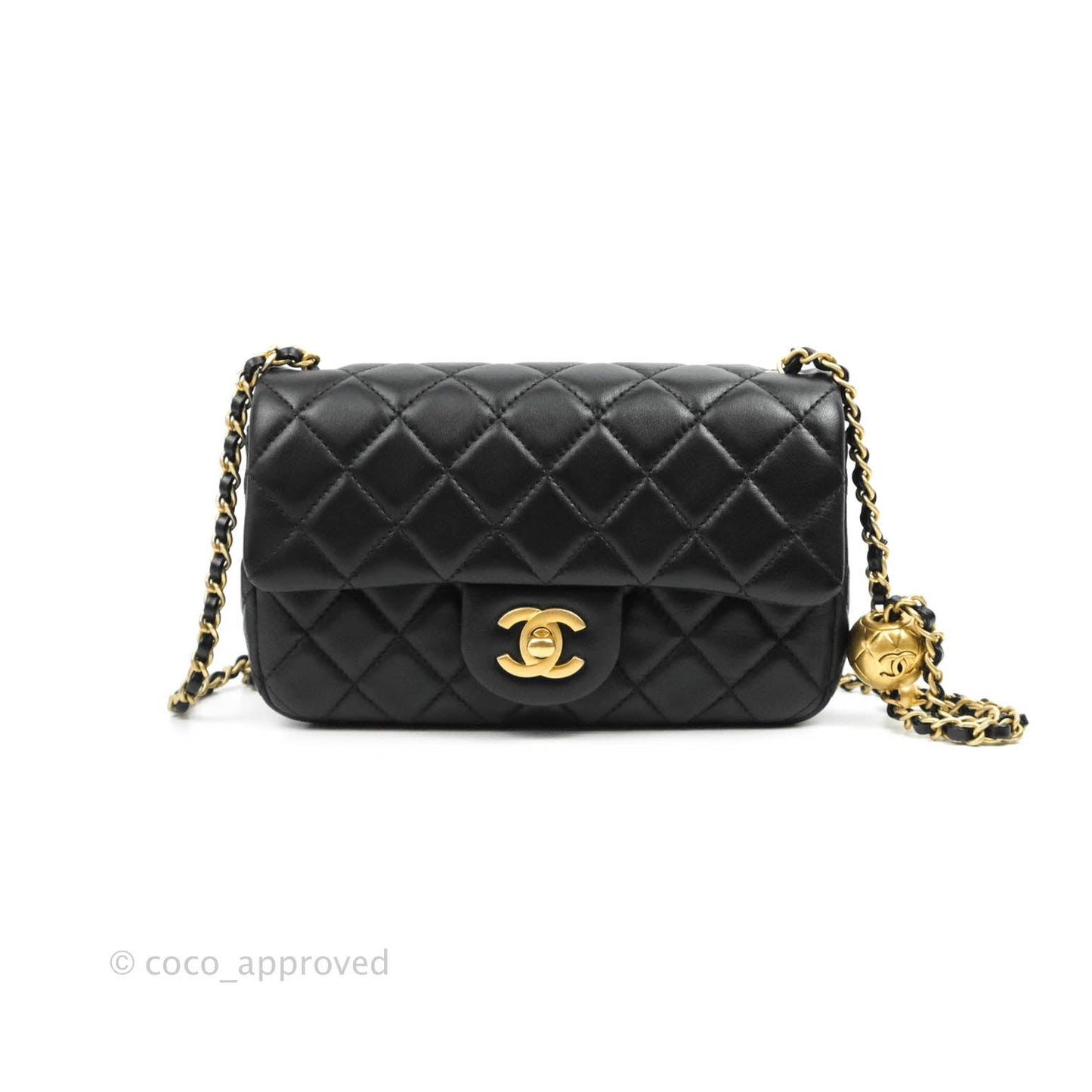 Chanel Mini Rectangular Pearl Crush Quilted Black Lambskin Gold Hardware
