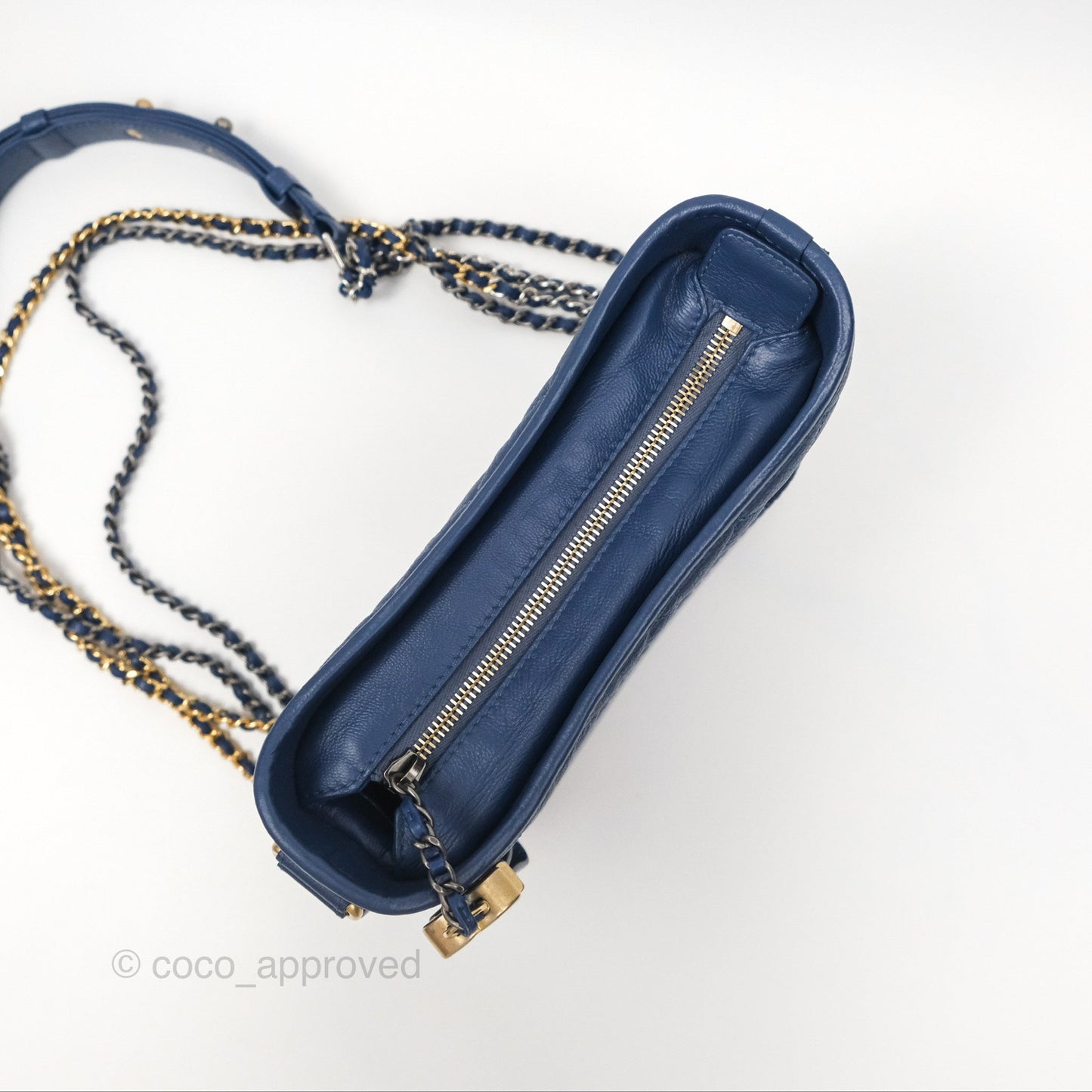 Chanel Small Gabrielle Hobo Blue Patent Goatskin Mixed Hardware