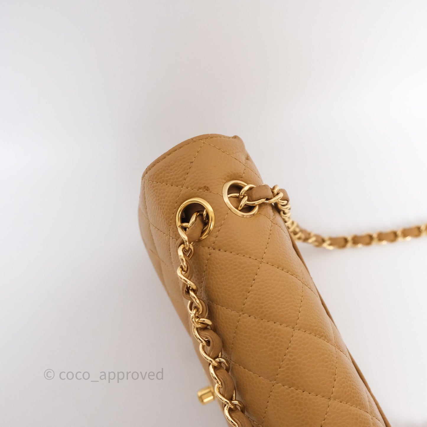 Chanel Classic M/L Medium Flap Quilted Dark Beige Caviar Gold Hardware