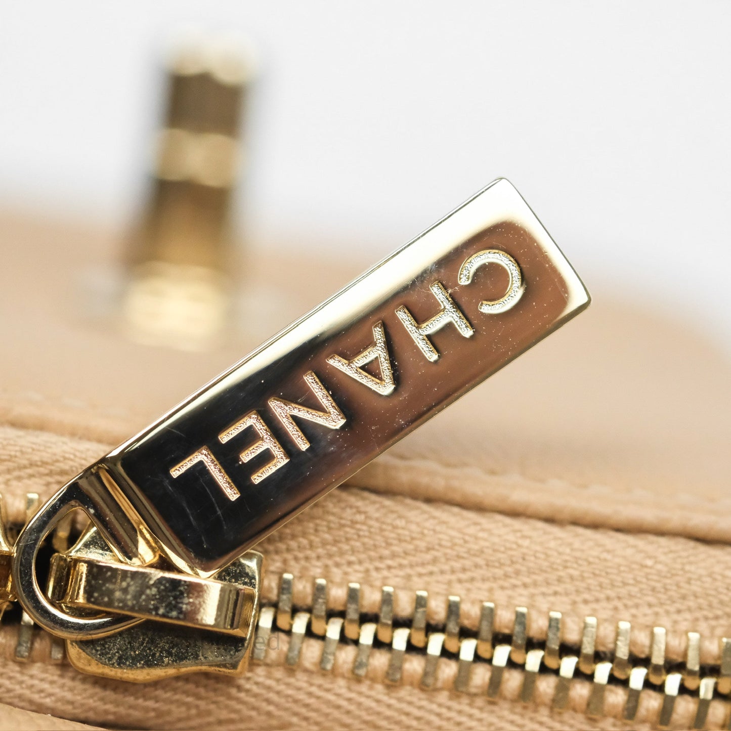 Chanel Small Business Affinity Flap Quilted Beige Caviar Gold Hardware