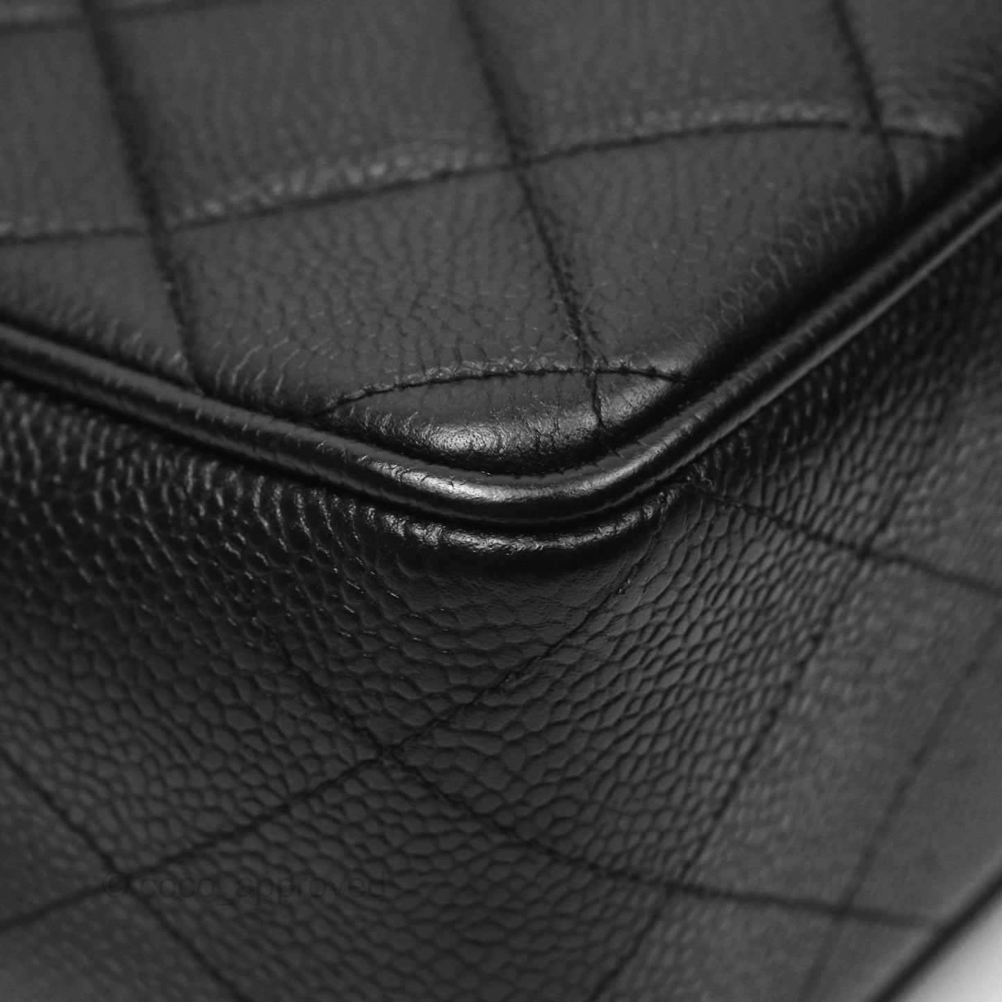 Chanel Vintage Jumbo Single Flap Black Caviar 24K Gold Hardware