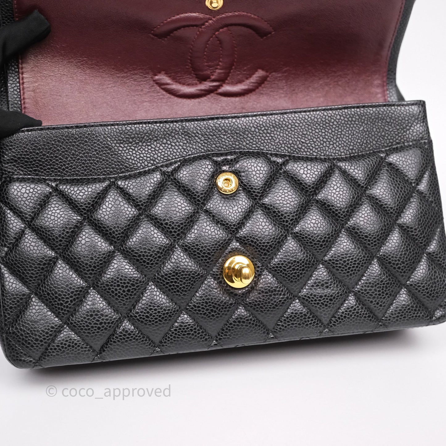 Chanel Classic M/L Medium Flap Quilted Black Caviar Gold Hardware