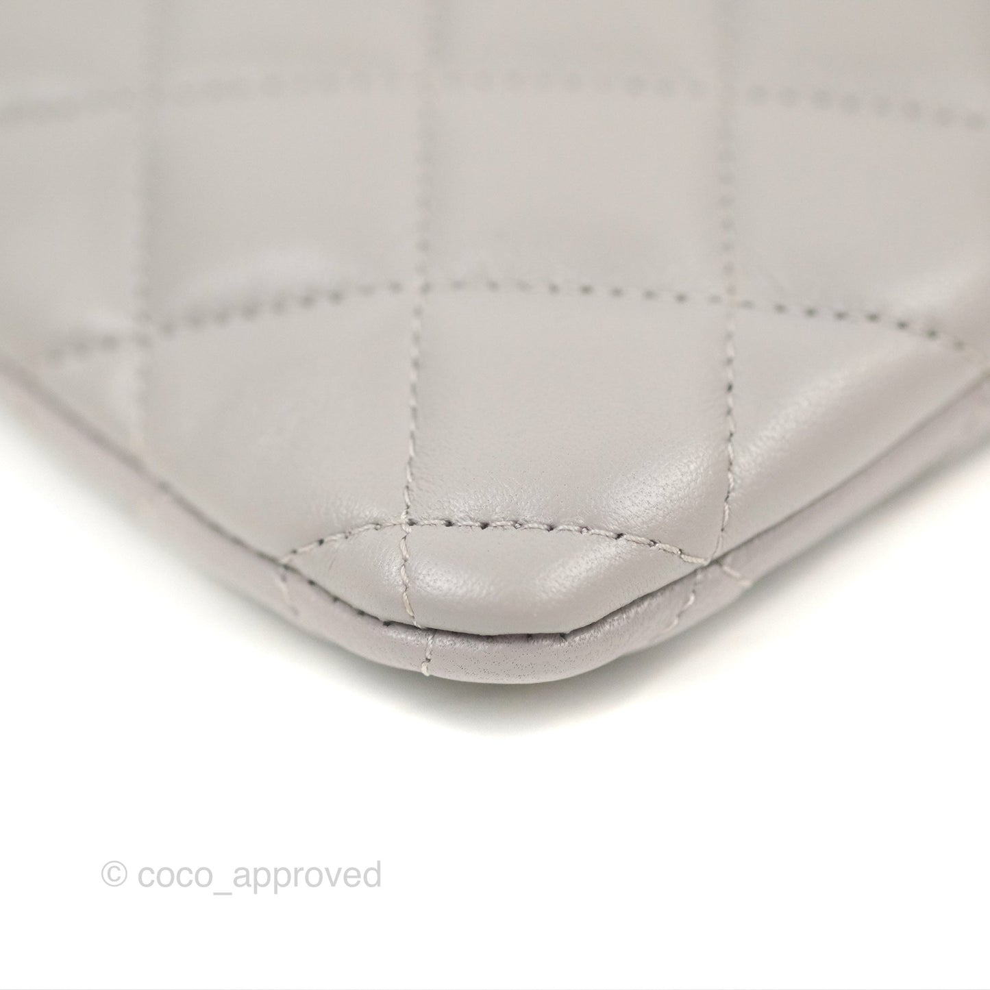 Chanel Quilted Small O Case Grey Lambskin Silver Hardware
