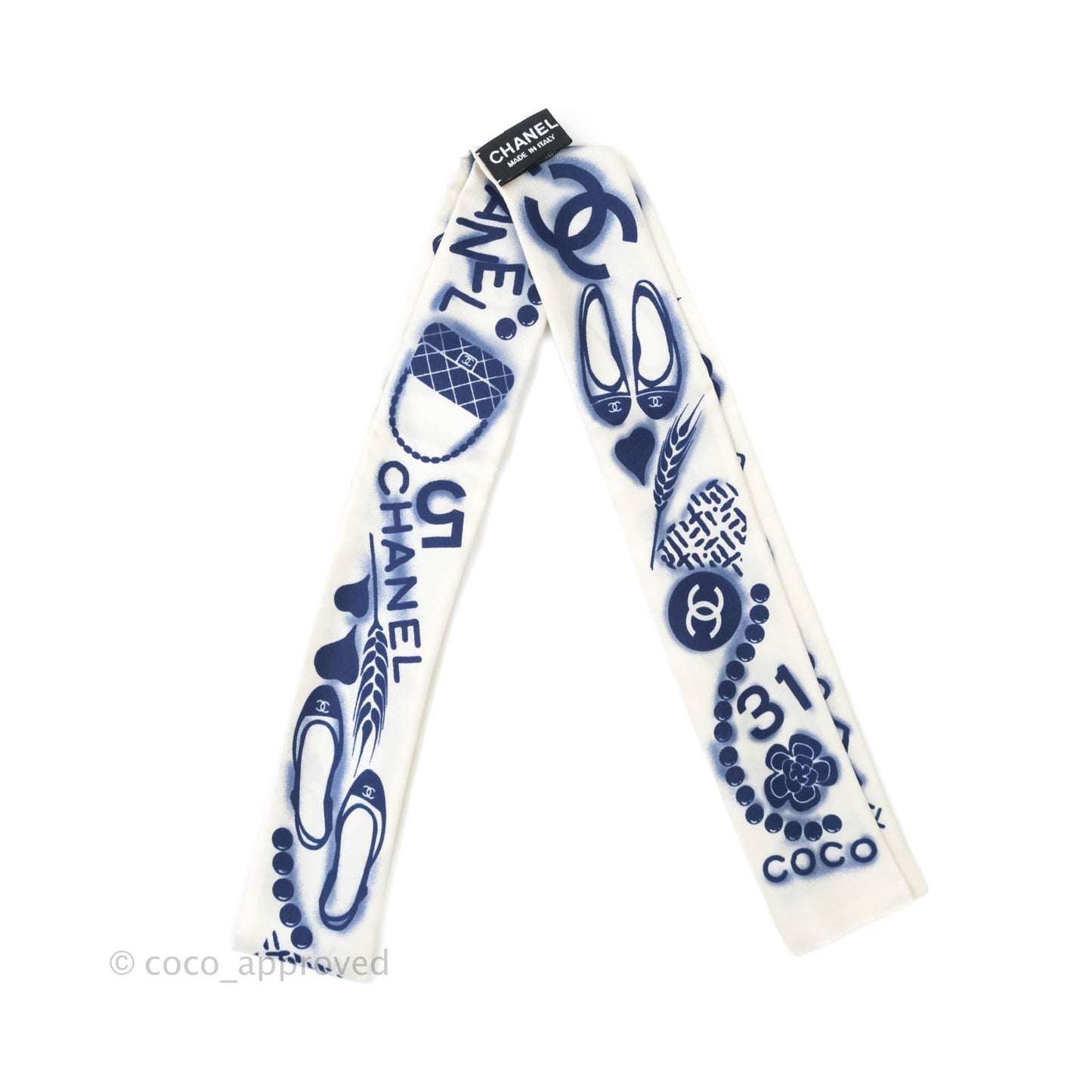 Chanel CC Silk Twilly in White