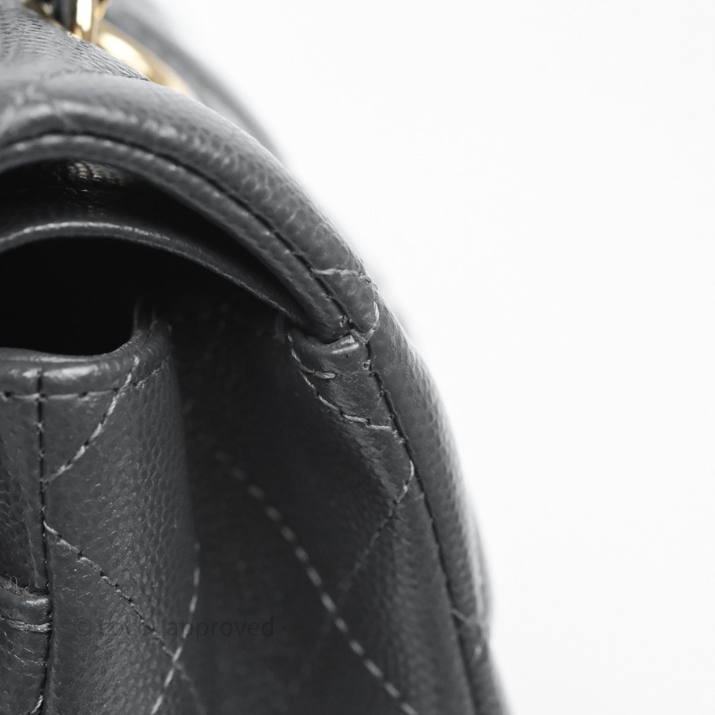 Chanel Small Classic Flap Quilted Dark Grey Caviar Gold Hardware