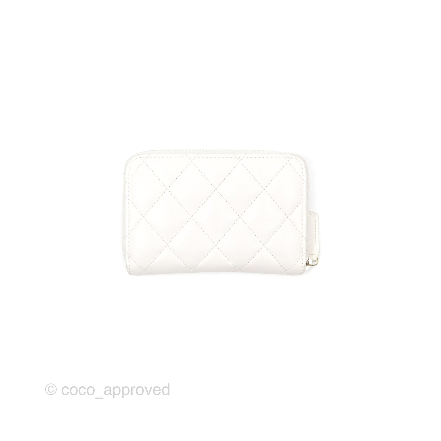 Chanel Pearl CC Zipped Coin Purse White Lambskin Gold Hardware