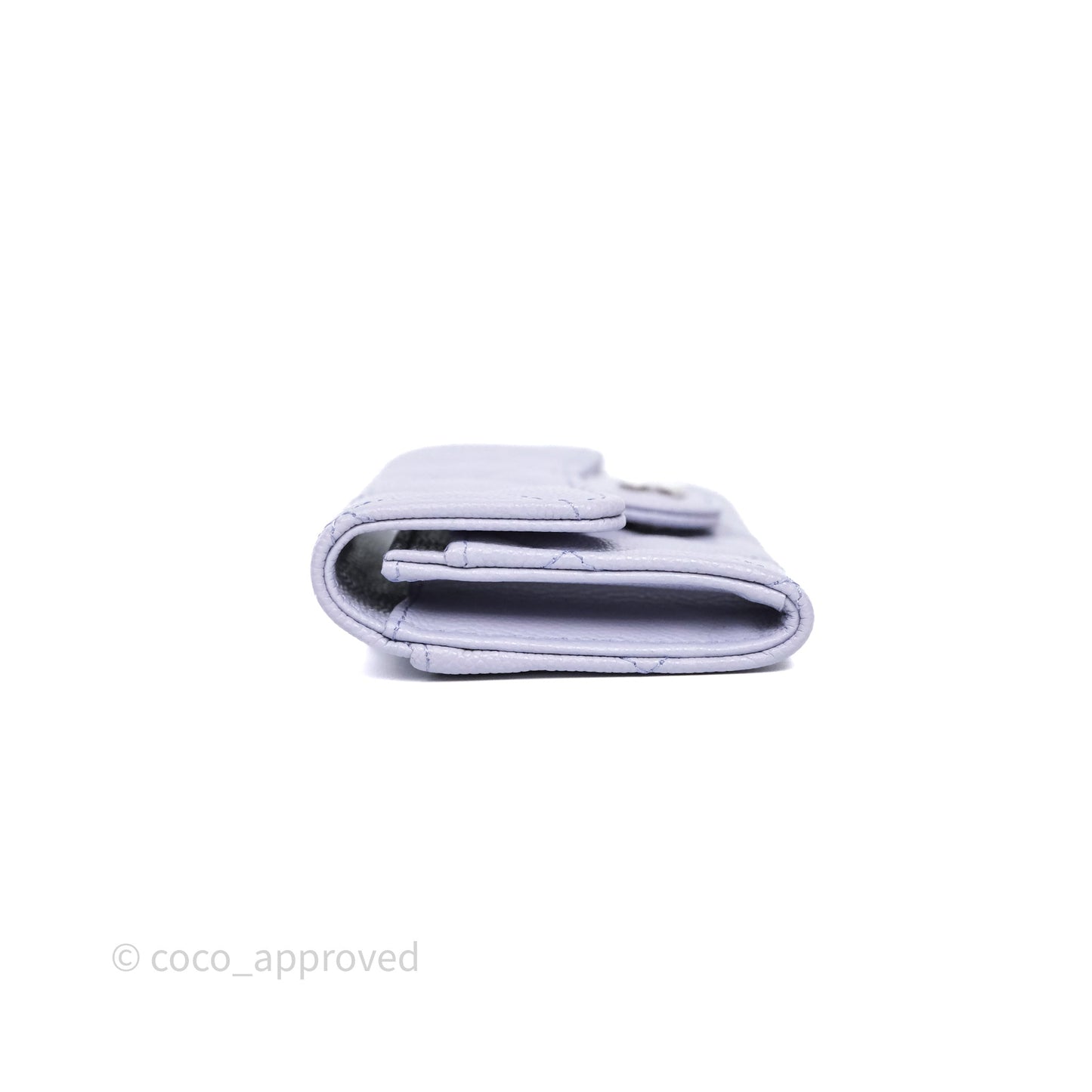 Chanel Quilted Flap Card Holder Lilac Caviar Silver Hardware