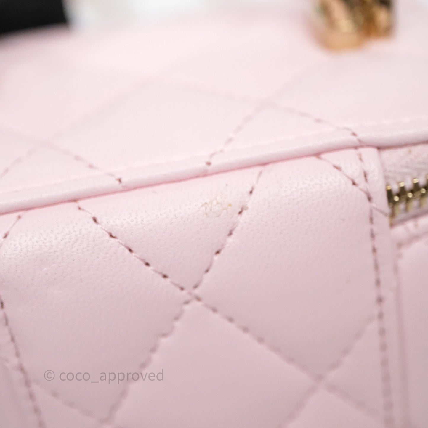 Chanel Mini Top Handle Vanity With Chain Pink Lambskin Gold Hardware