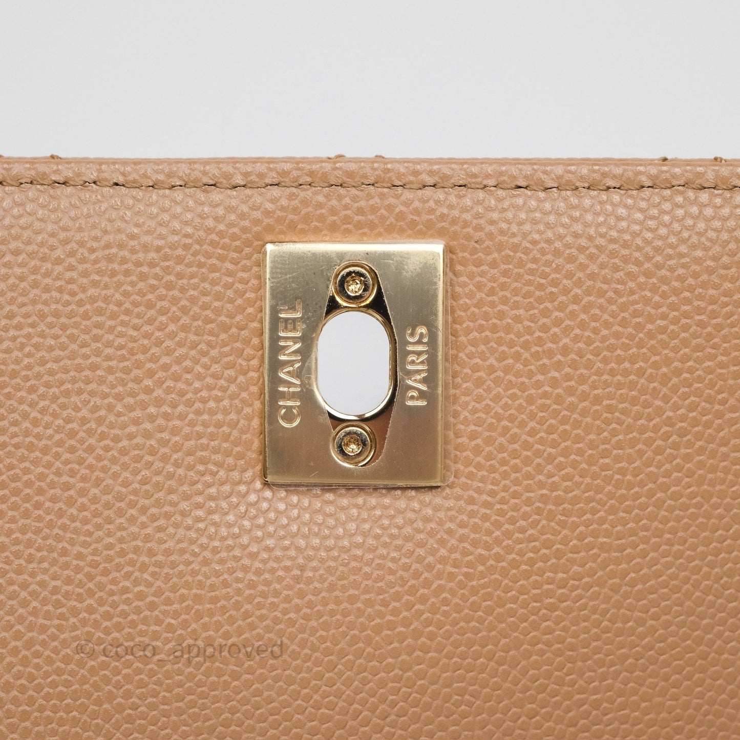 Chanel Small Coco Handle Quilted Beige Caviar Gold Hardware