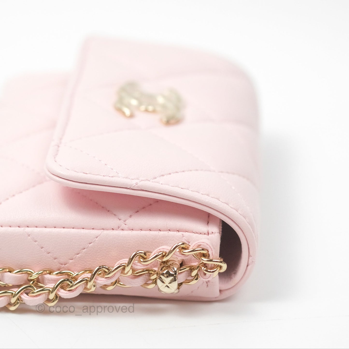Chanel Mini Chain Around Clutch With Chain Pink Lambskin Gold Hardware