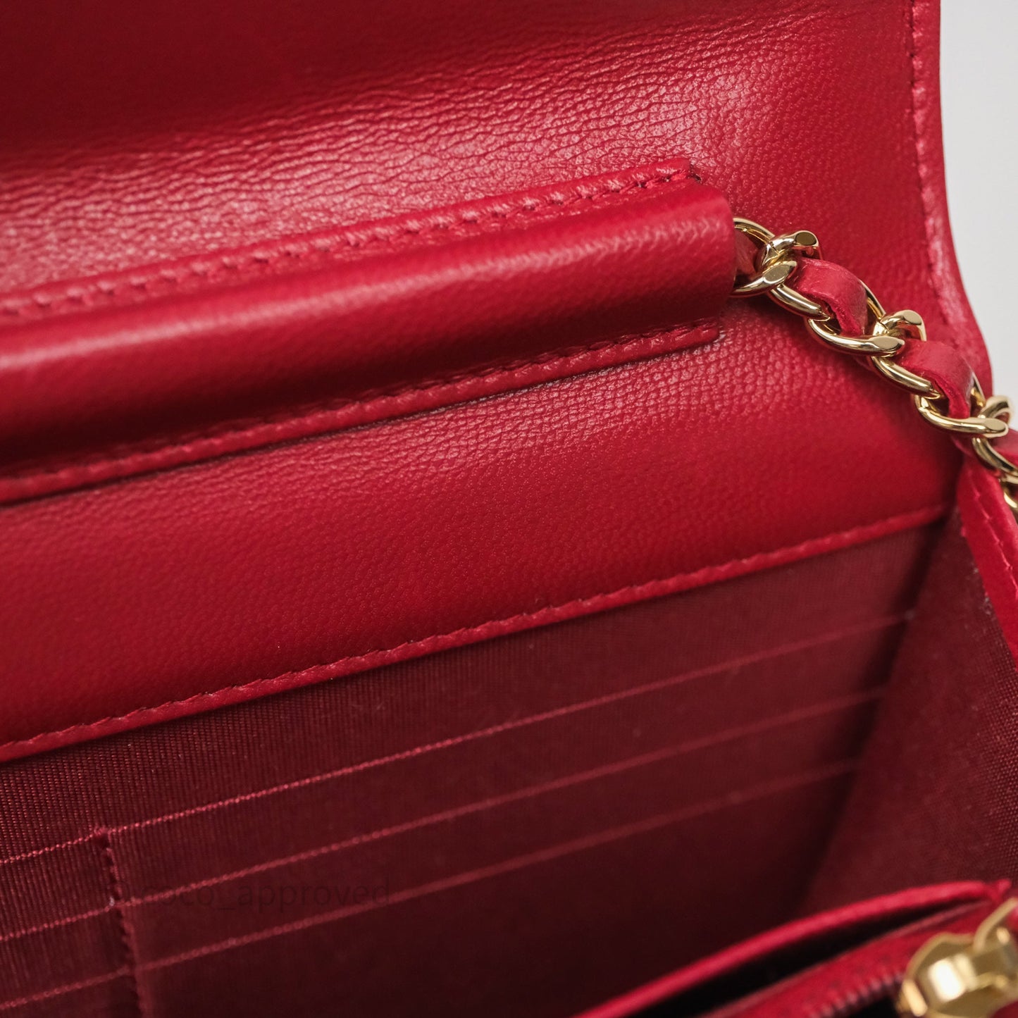 Chanel Wallet On Chain Red Calfskin Bag Gold hardware
