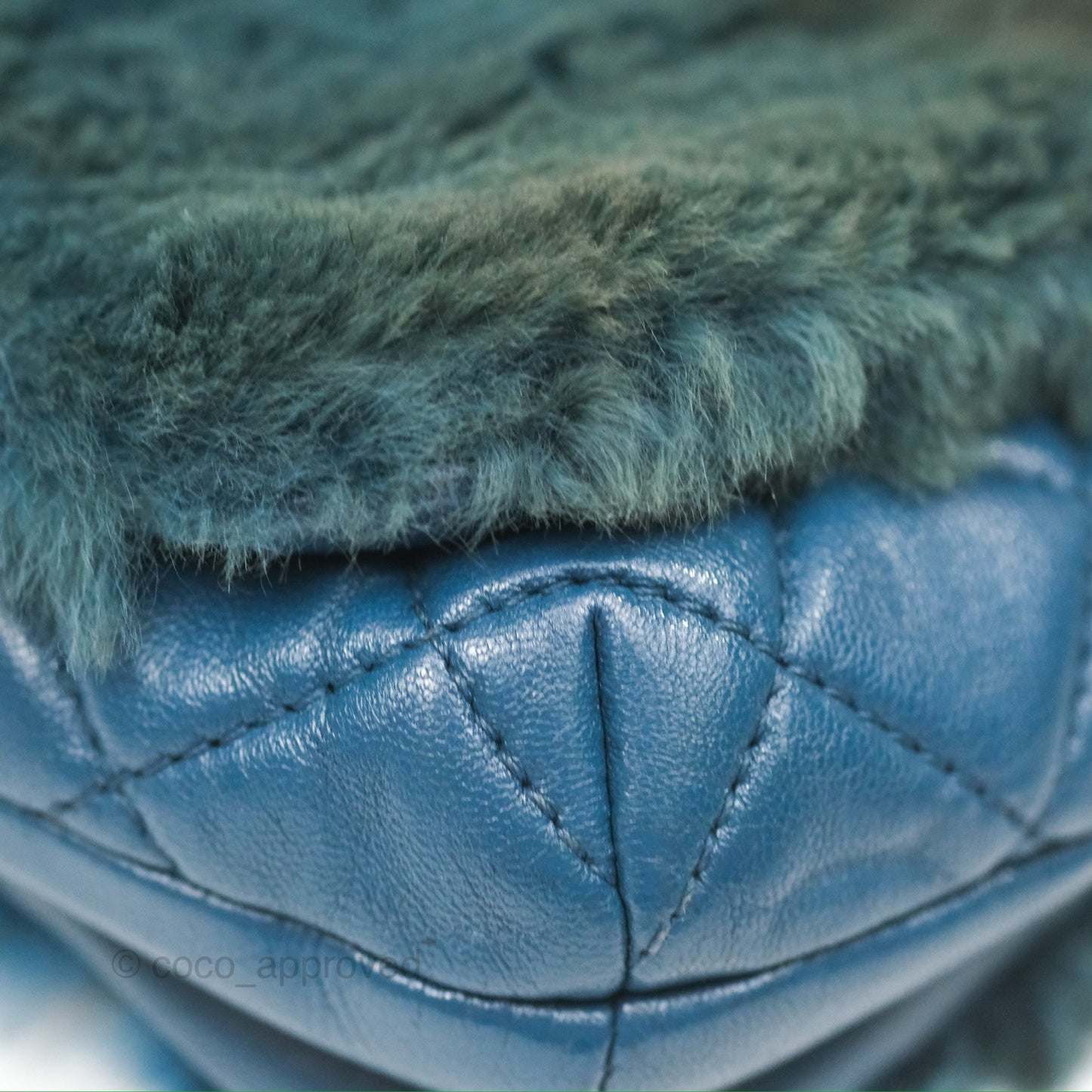 Chanel Top Handle Bag Green Blue Orylag Fur 17A