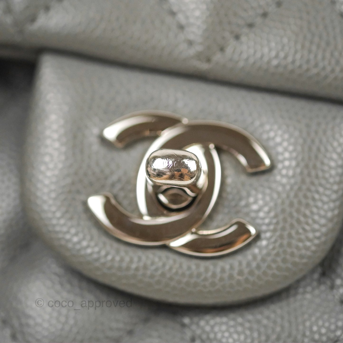 Chanel Quilted Mini Rectangular Flap Grey Caviar Silver Hardware 17B
