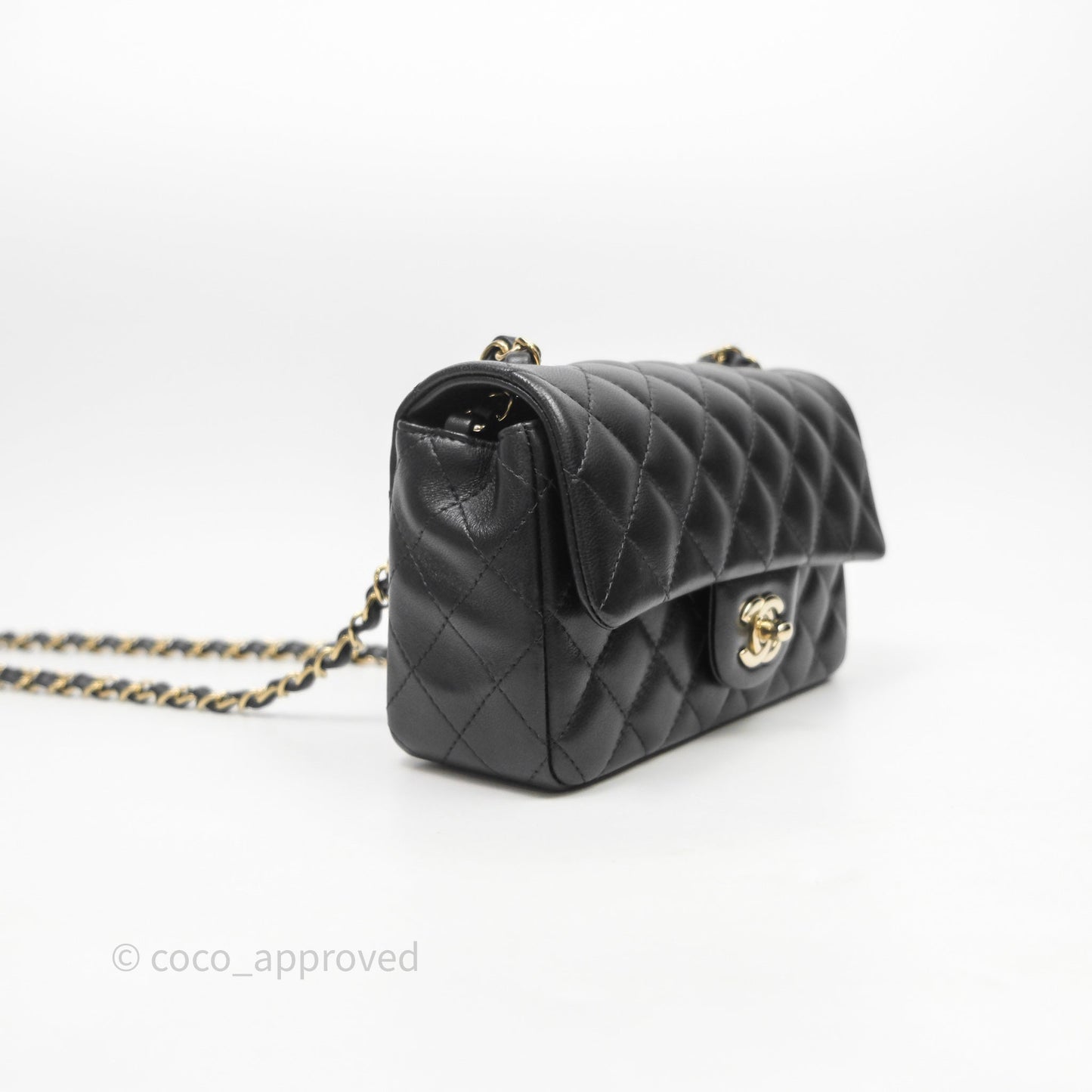 Chanel Mini Rectangular Black Lambskin Bag Gold Hardware