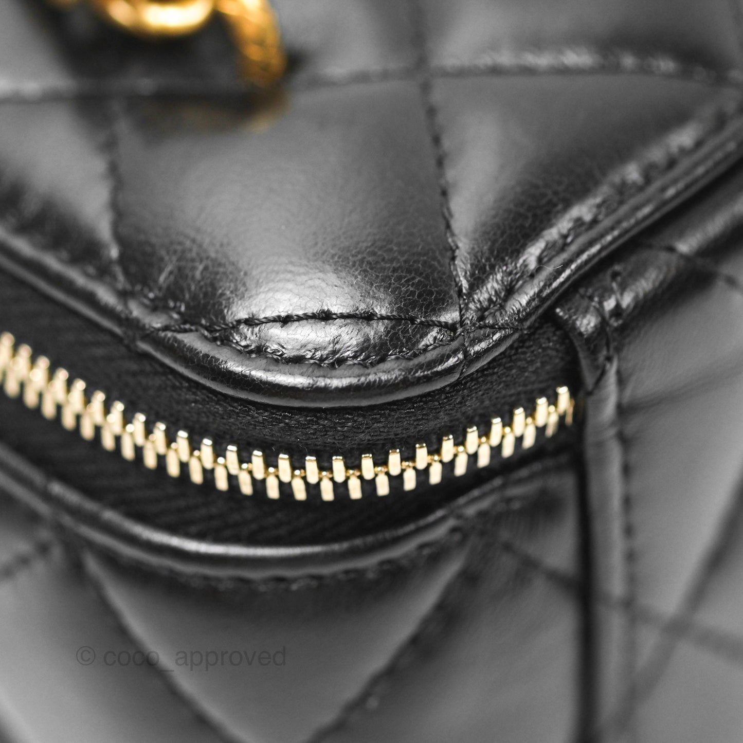 Chanel Vanity with Adjustable Chain Black Lambskin Aged Gold Hardware