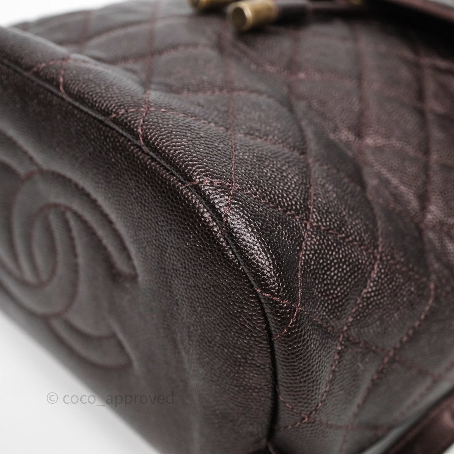 Chanel Quilted Filigree Backpack Purple Iridescent Burgundy Caviar Aged Gold Hardware